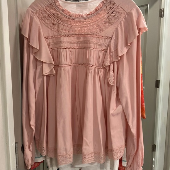 42) GRACE & KARMA pink BOHO flutter sleeve top size S NWT - Picture 1 of 3